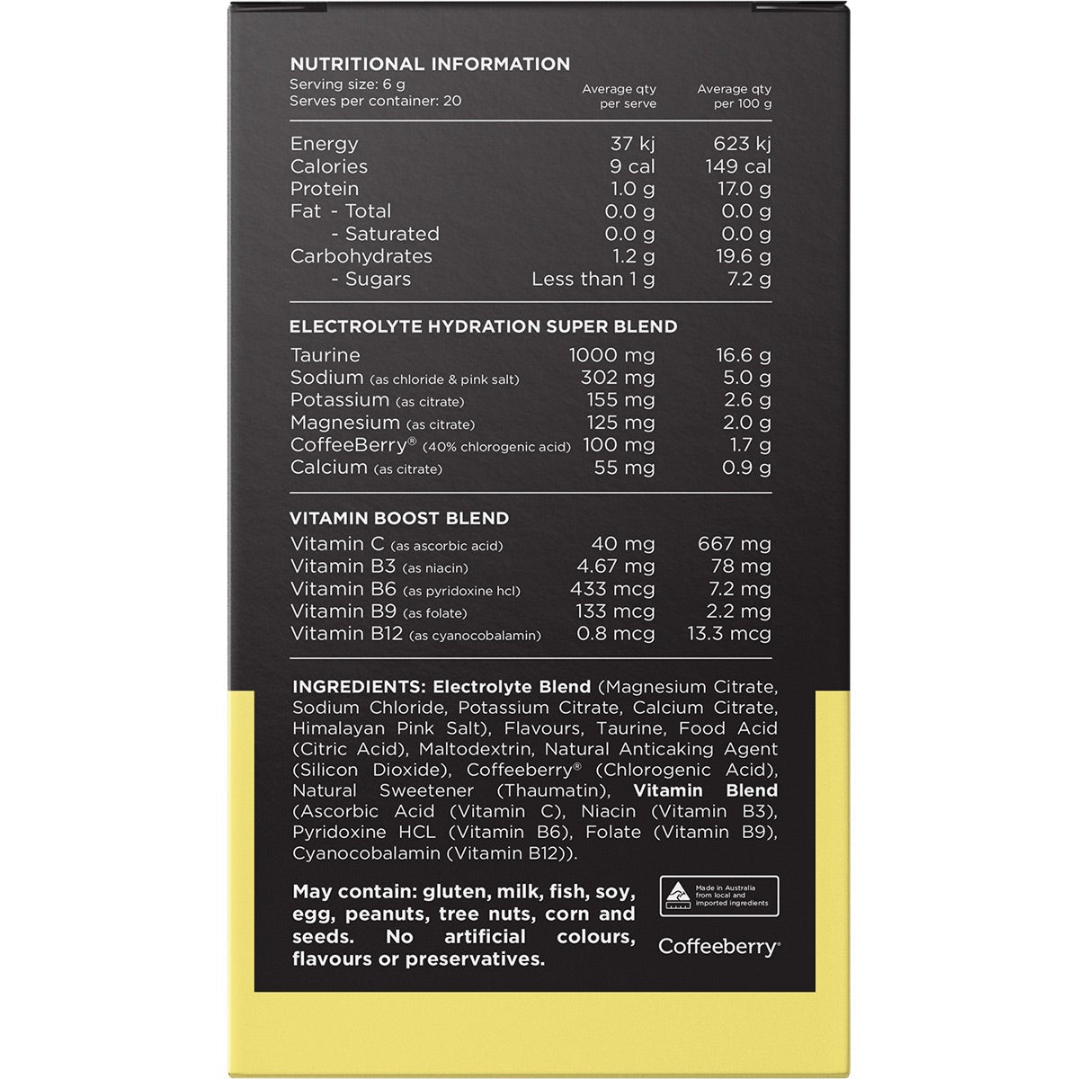 SWITCH NUTRITION Hydrate Electrolytes No Added Sugar Kiwi Watermelon 20x6g