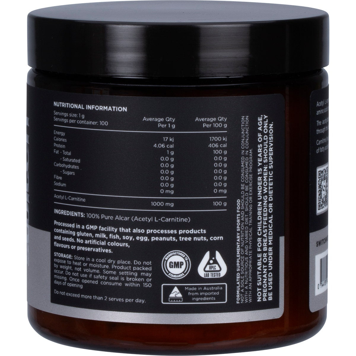 Switch Nutrition Carnitine 100% Pure Acetyl L-carnitine Unflavoured 100g