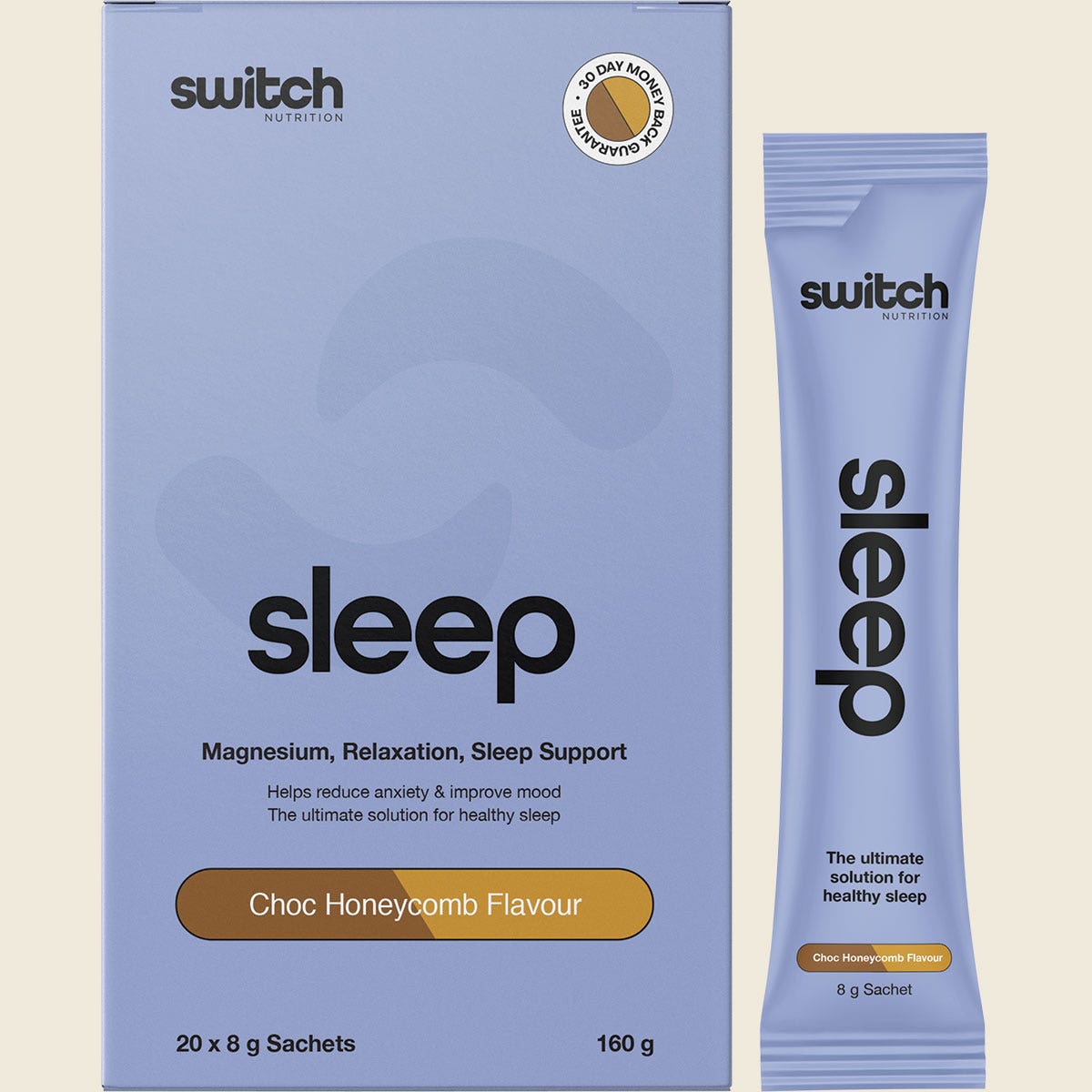 Switch Nutrition Sleep Magnesium Sachets Choc Honeycomb 20x8g