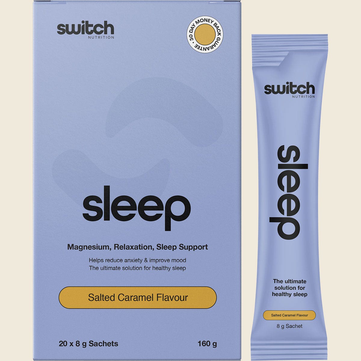 Switch Nutrition Sleep Magnesium Sachets Salted Caramel 20x8g