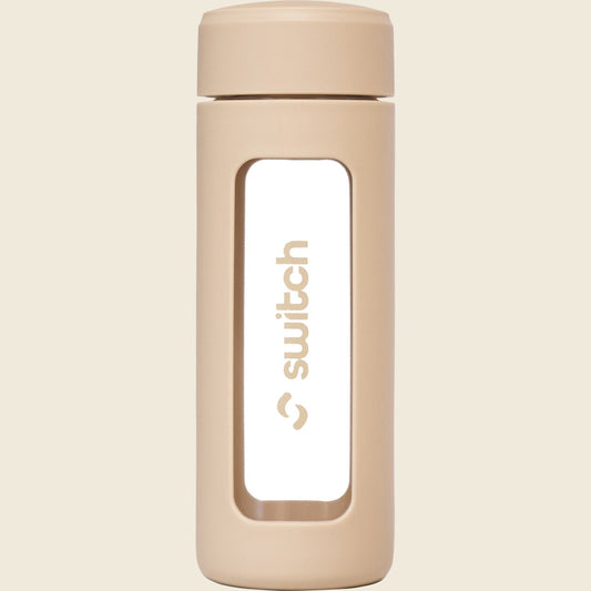 Switch Nutrition Glass Water Bottle with Tea Strainer 460ml