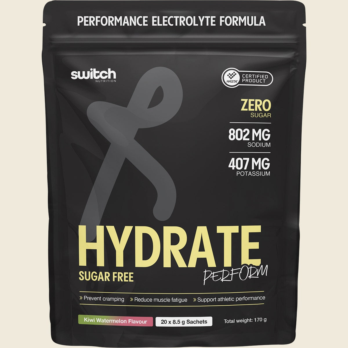 Switch Nutrition Hydrate Perform Sugar Free Kiwi Watermelon 20x8.5g