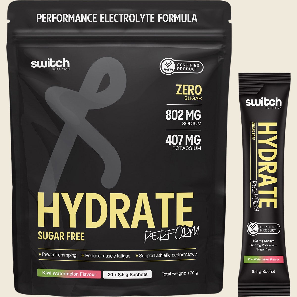 Switch Nutrition Hydrate Perform Sugar Free Kiwi Watermelon 20x8.5g