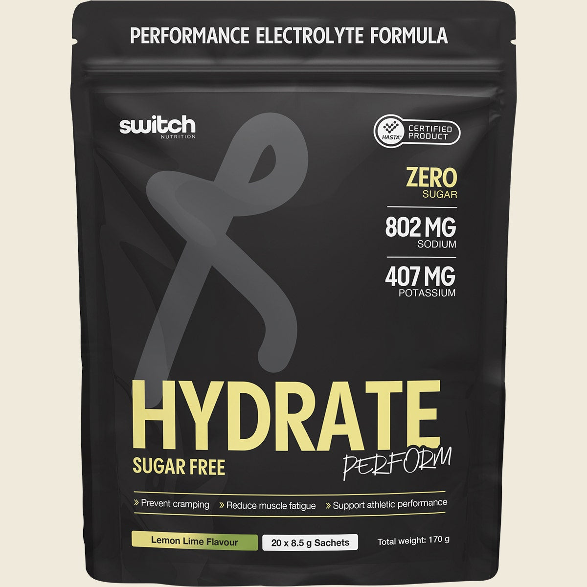 Switch Nutrition Hydrate Perform Sugar Free Lemon Lime 20x8.5g