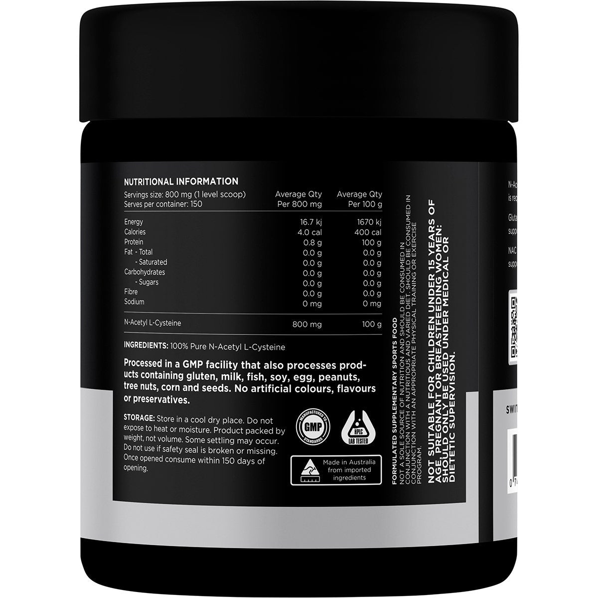 SWITCH NUTRITION NAC 100% N-Acetyl L-Cystine Unflavoured 120g