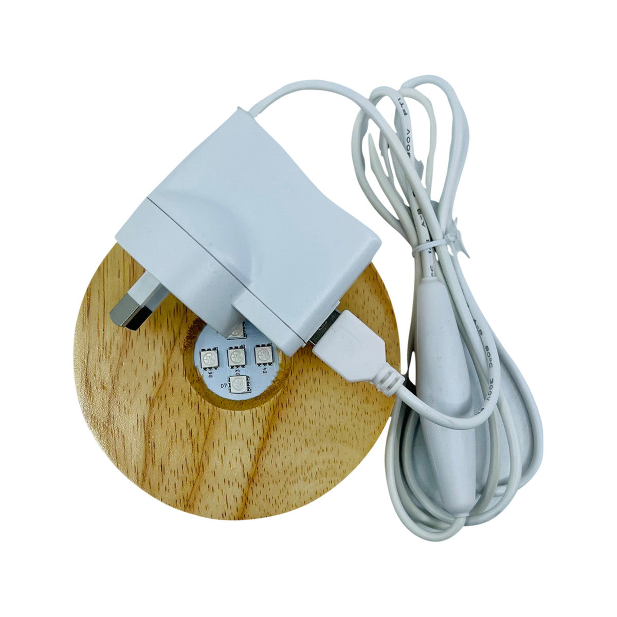 SaltCo Selenite Lamp Cord LED White with Wooden Base (for small selenite lamp only)