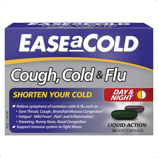 Ease A Cold Cough, Cold & Flu Day & Night Liquid 24 Caps