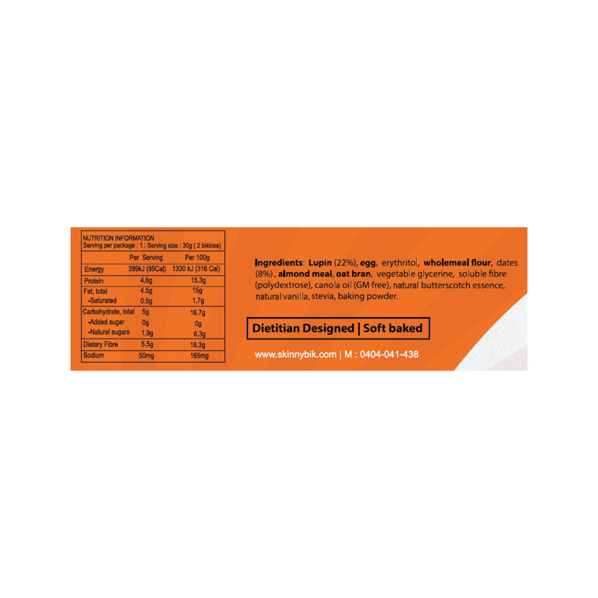 Skinnybik Biscuits Date & Butterscotch (2 x 15g) x 18 Display