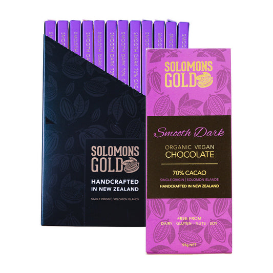Solomons Gold Organic Vegan Smooth Dark Chocolate (70% Cacao) 55g(Pack of 12)