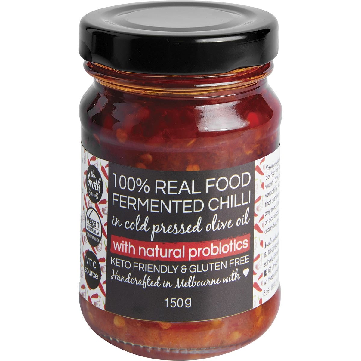 THE BROTH SISTERS Fermented Chilli Cold Pressed Olive Oil + Probiotics 150g