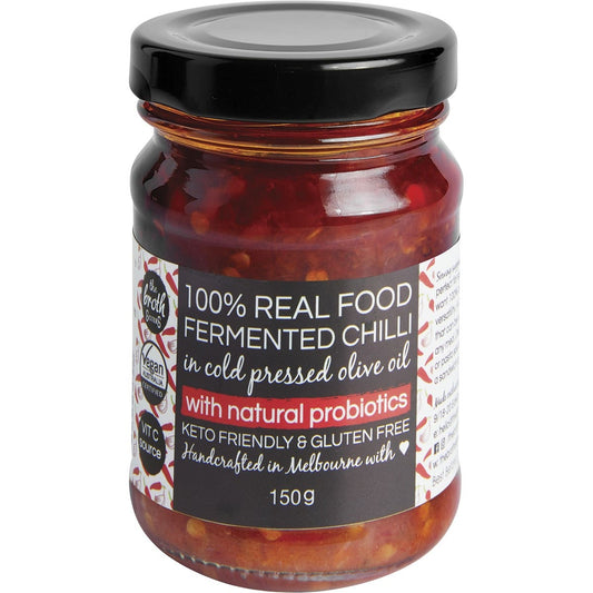 THE BROTH SISTERS Fermented Chilli Cold Pressed Olive Oil + Probiotics 150g
