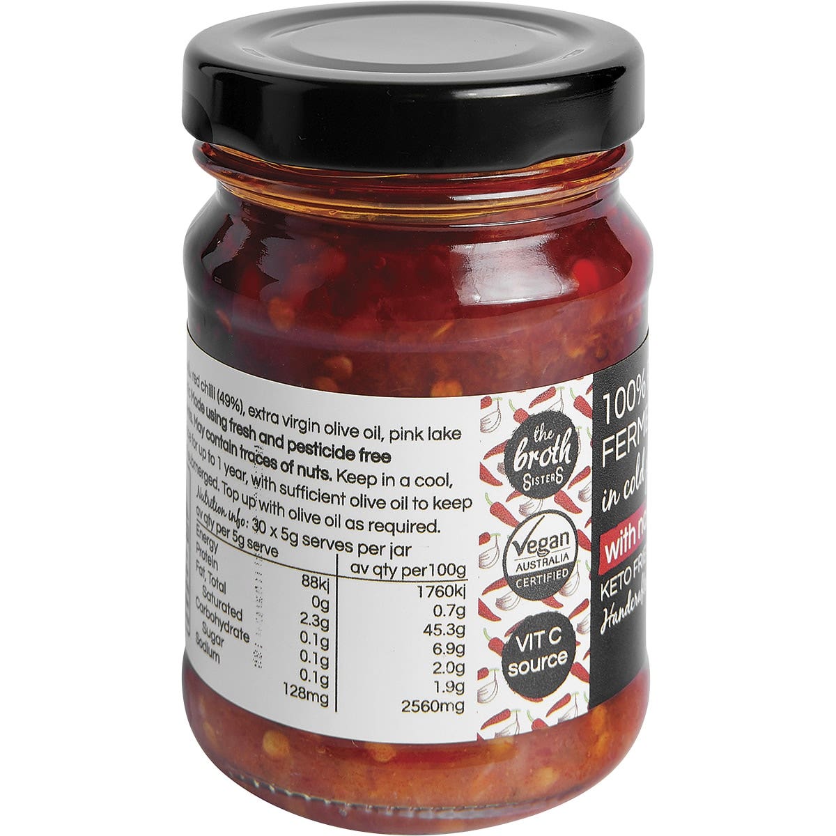 THE BROTH SISTERS Fermented Chilli Cold Pressed Olive Oil + Probiotics 150g