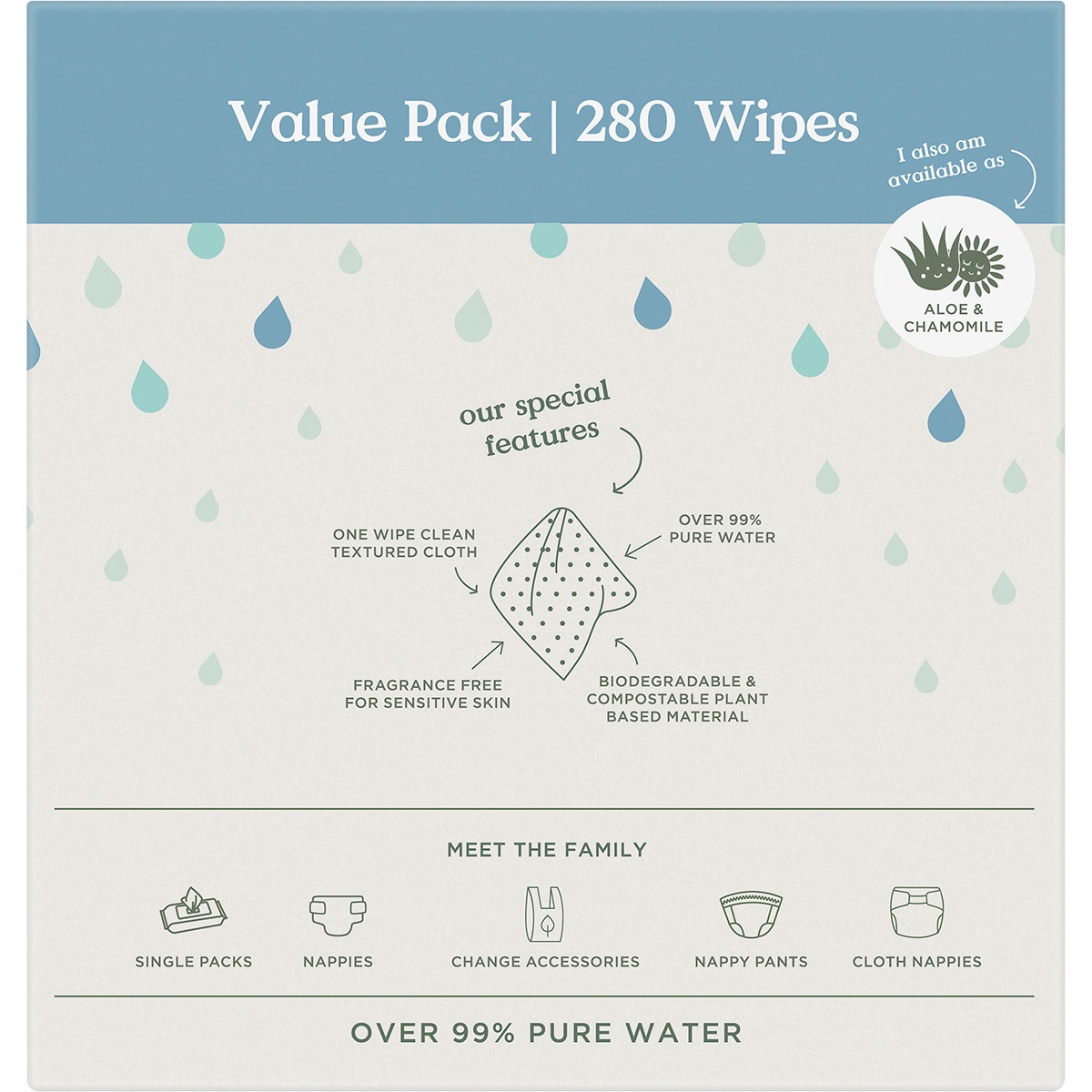 TOOSHIES BY TOM Pure Baby Wipes 99% Pure Water 70