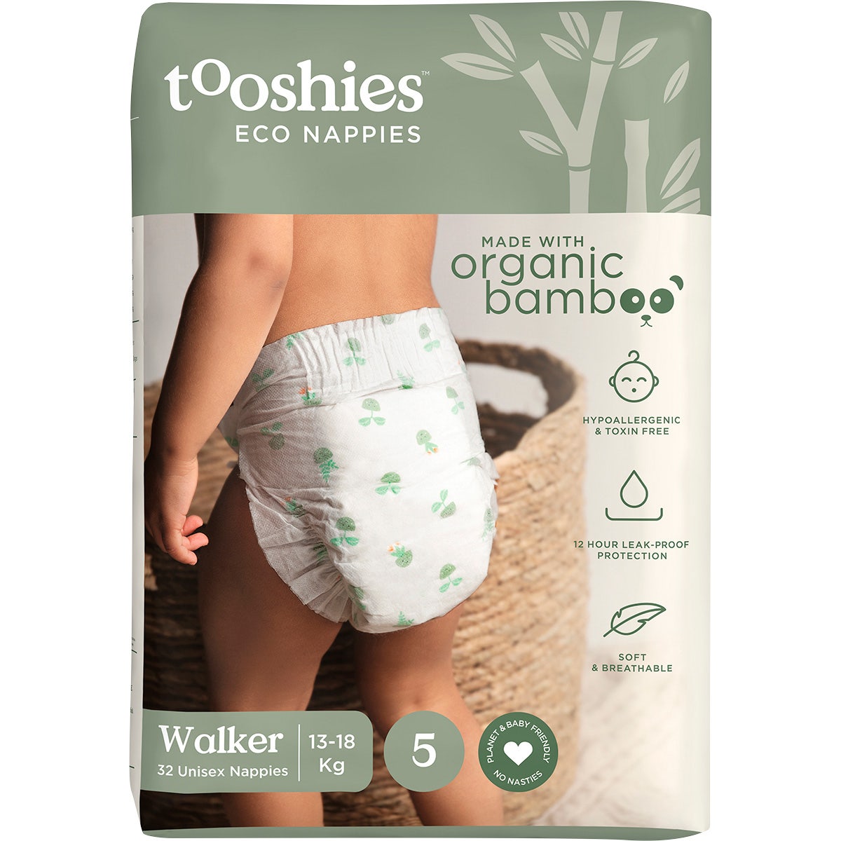 Tooshies Eco Nappies Size 5 Walker 13-18kg 32pk