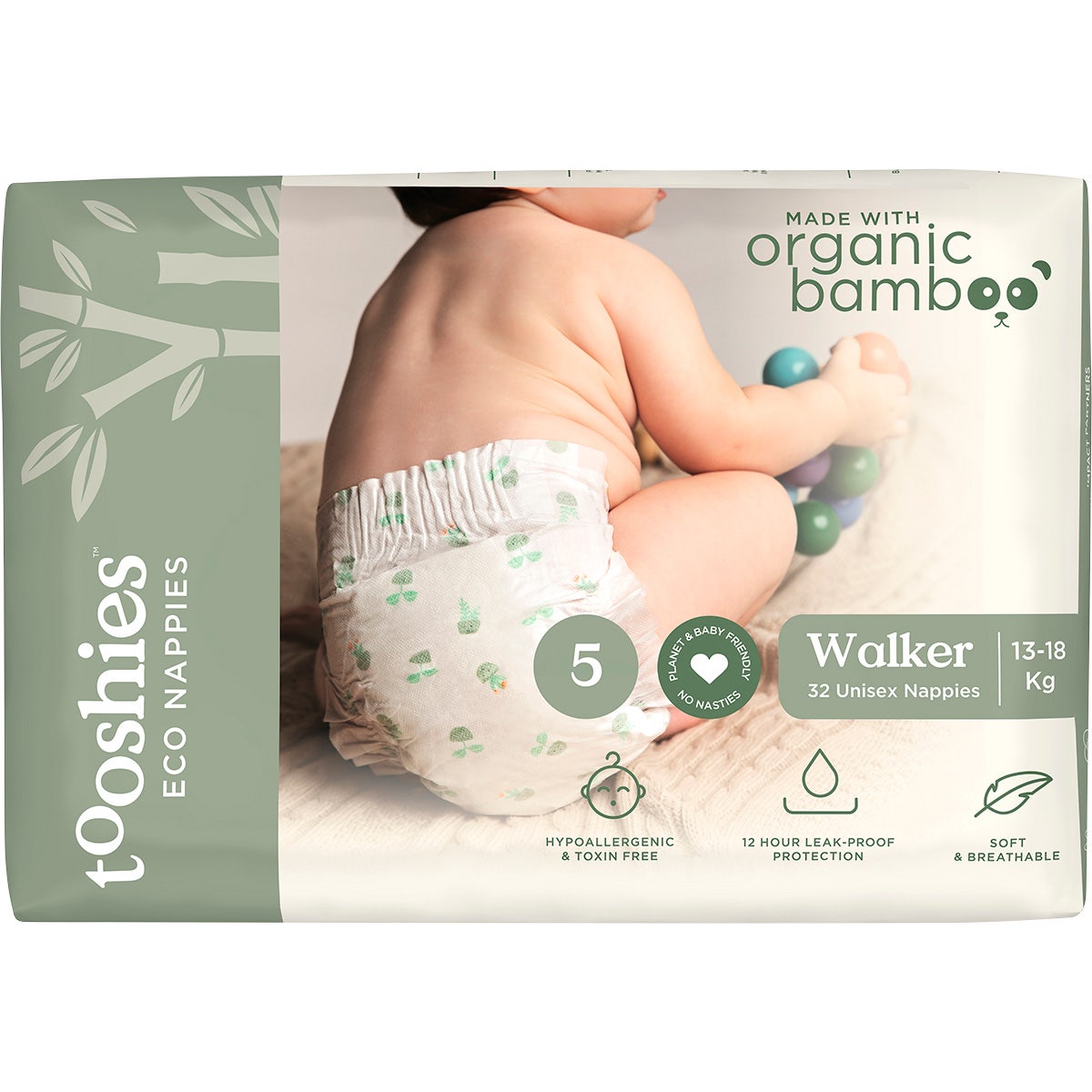 Tooshies Eco Nappies Size 5 Walker 13-18kg 32pk