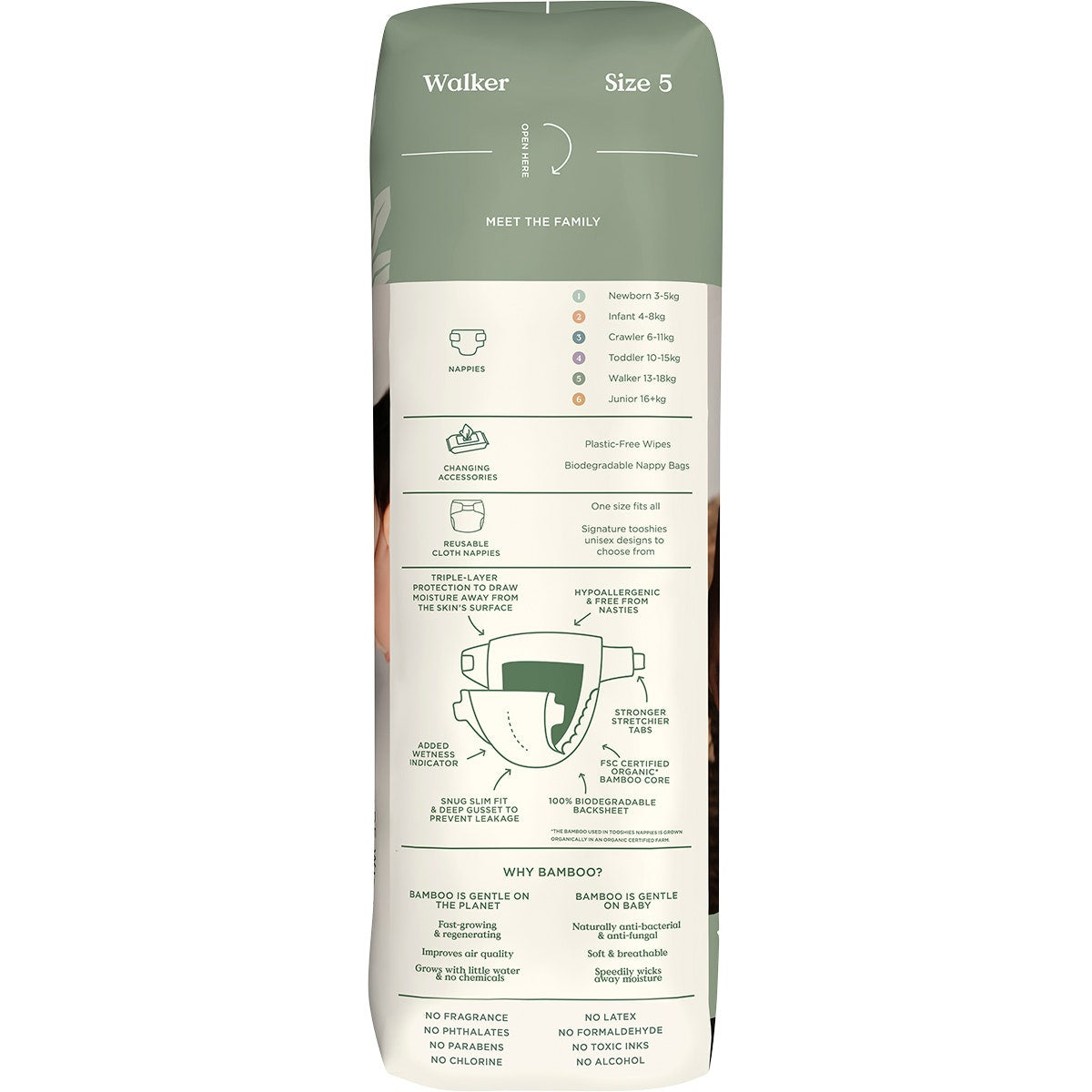 Tooshies Eco Nappies Size 5 Walker 13-18kg 32pk