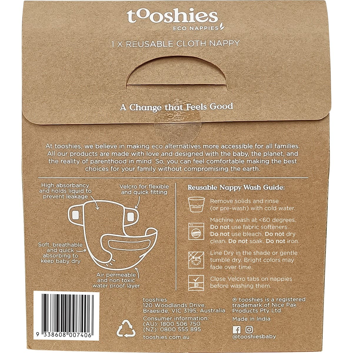 Tooshies Reusable Nappy One Size Fits Most 4-17kg
