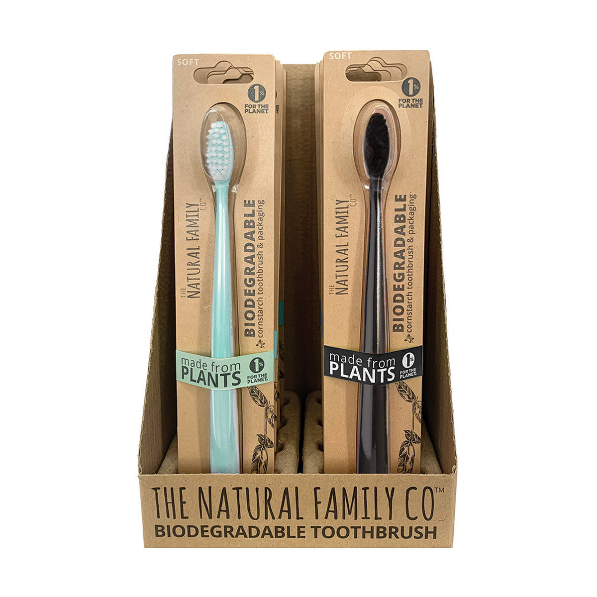 The Natural Family Co. Bio Toothbrush Pastel Mixed (Pack of 8) (contains: Up To 5 Different Pastel Colours - Supplied at Random)