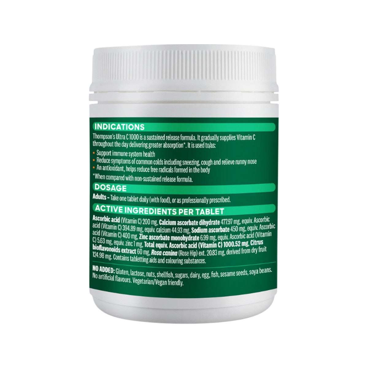 Thompson's Ultra C 1000 Sustained Release 180 Tablets