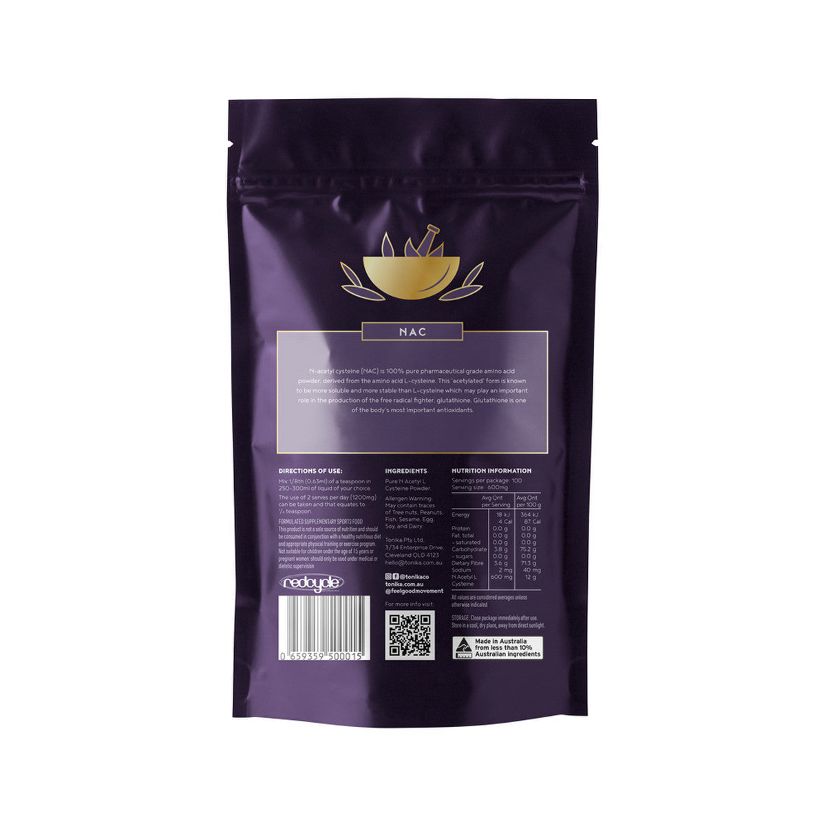 Tonika NAC (N-Acetyl Cysteine) Unflavoured 120g