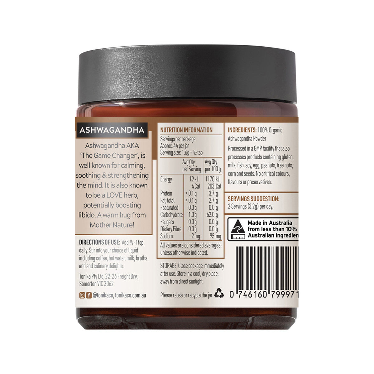 Tonika 100% Organic Powder Ashwagandha 70g