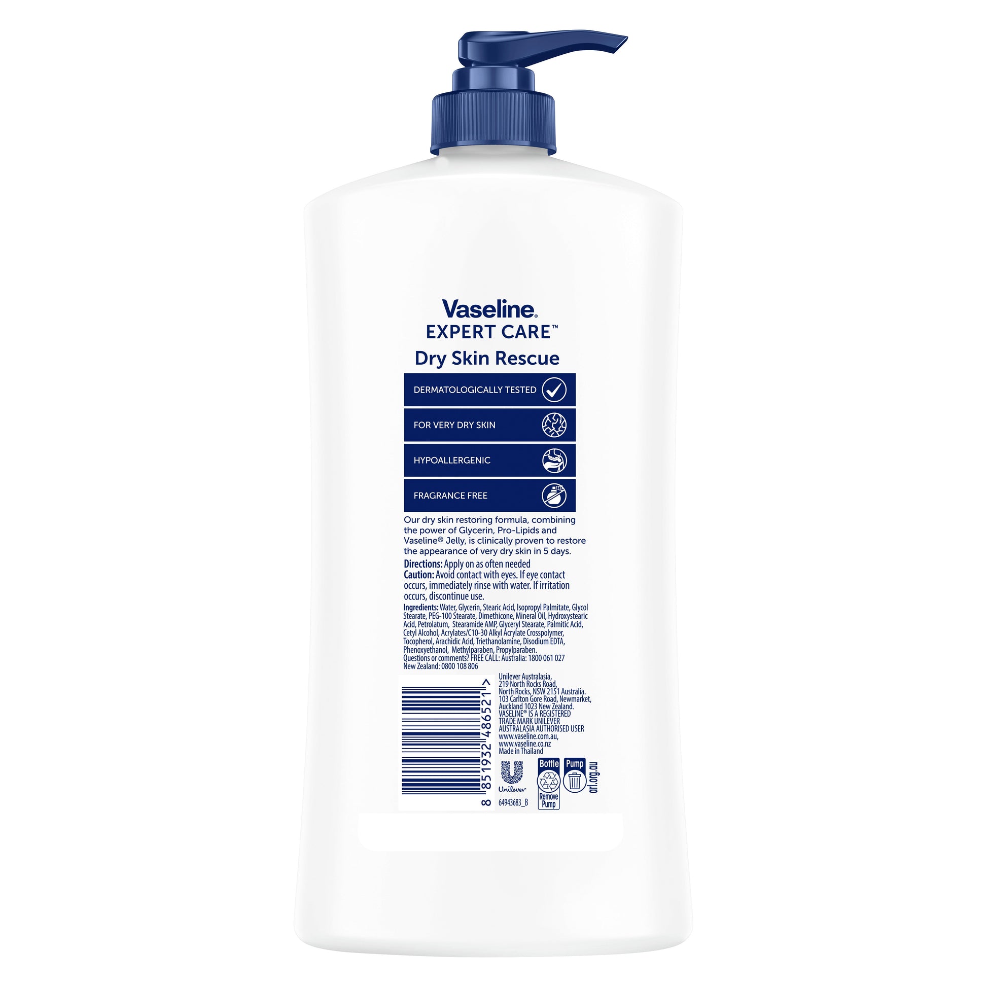 Vaseline Body Lotion Dry Skin Rescue 750ml