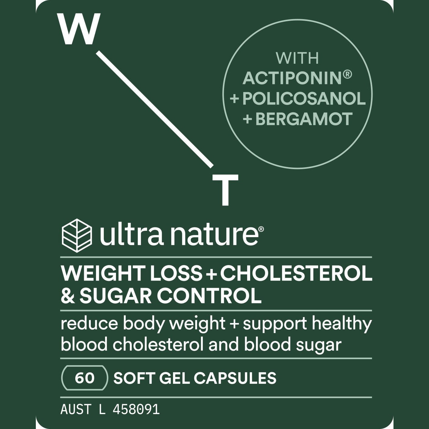 Ultra Nature Weight Loss + Cholesterol & Sugar Control 60 Capsules