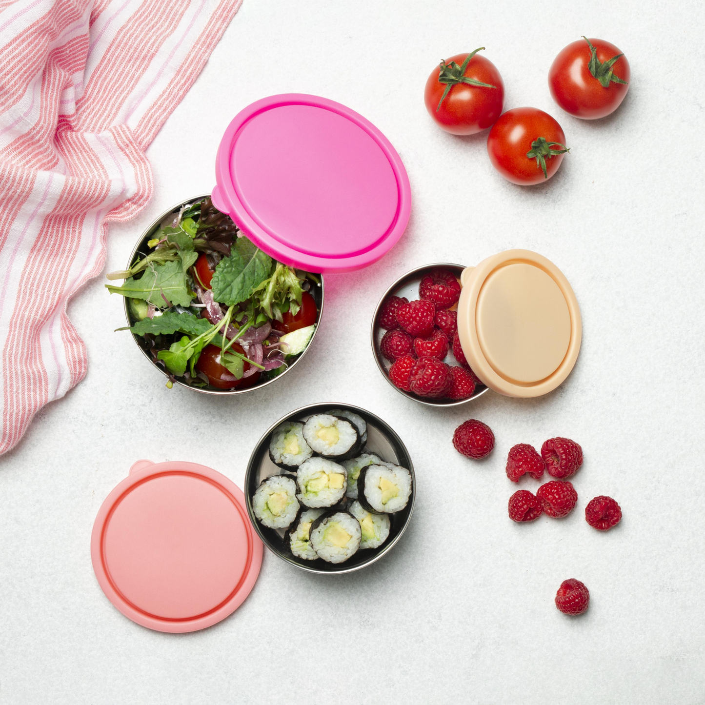 EVER ECO Stainless Steel Round Containers Rise Leak Resistant 3pk