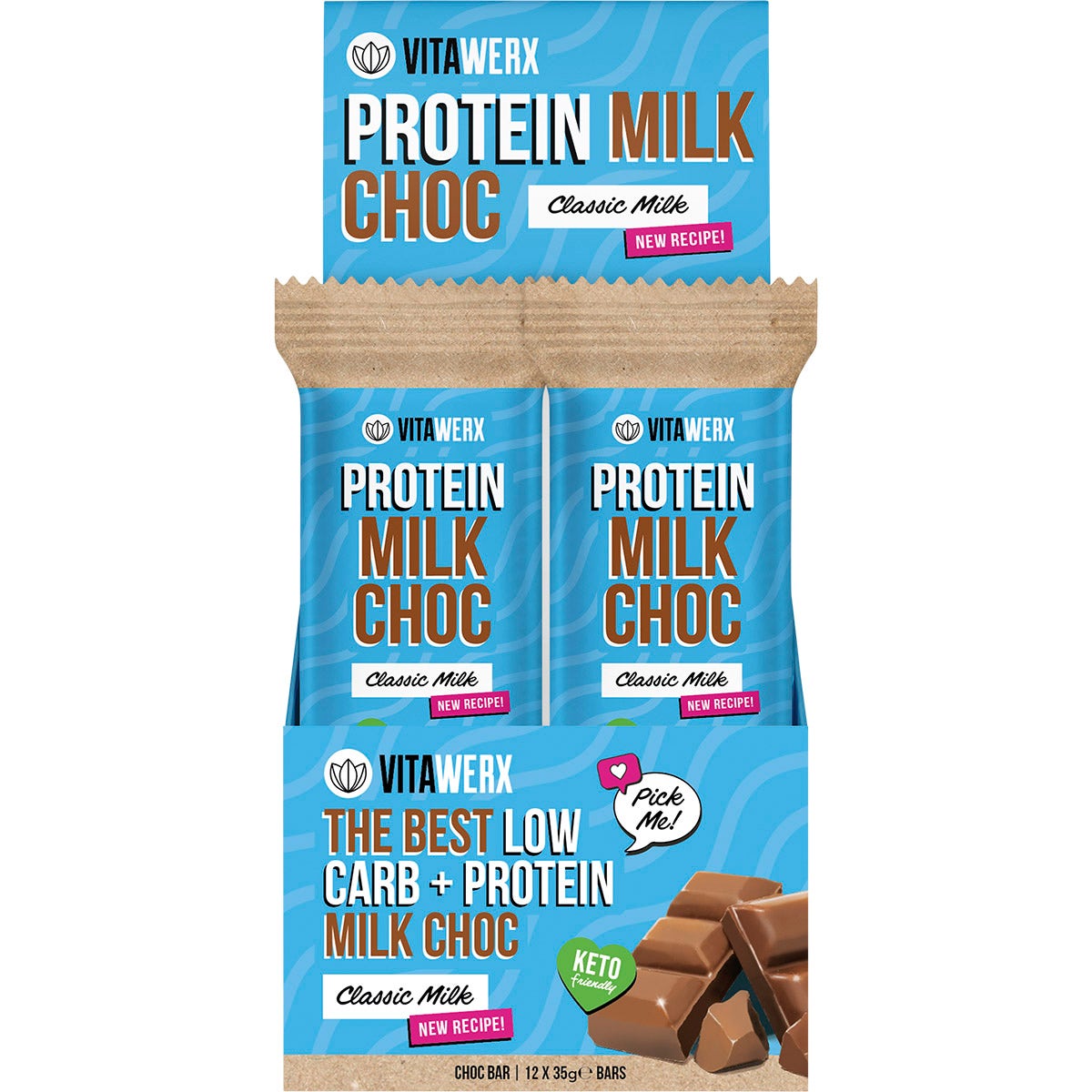 VITAWERX Protein Milk Chocolate Bar 12x35g