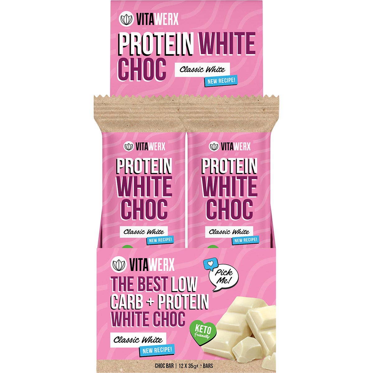 VITAWERX Protein White Chocolate Bar 12x35g