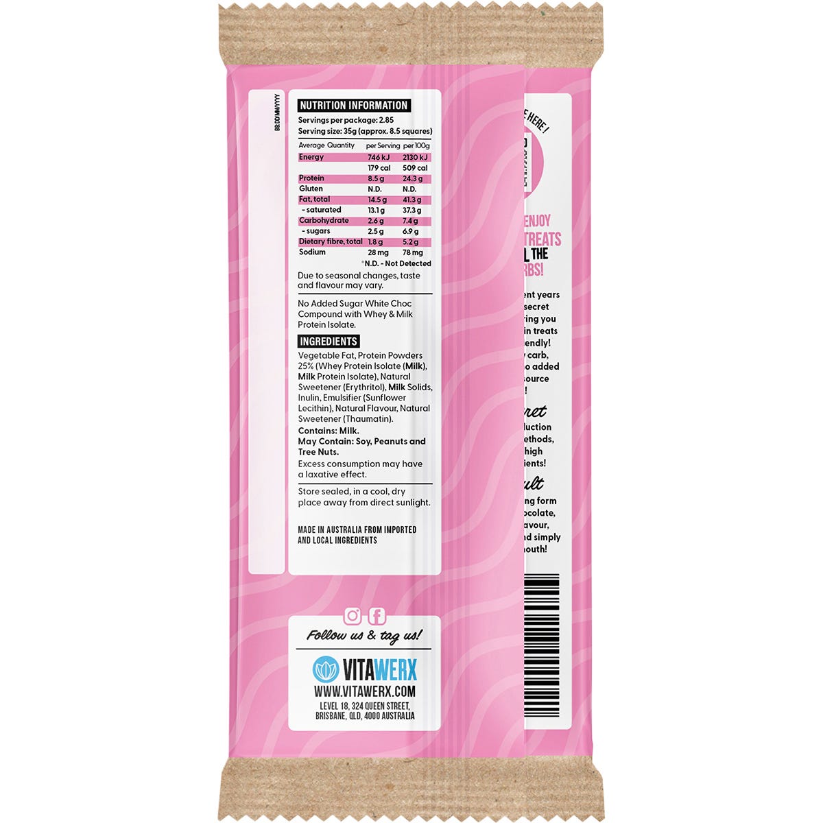 Vitawerx Protein White Choc Bar 12x100g