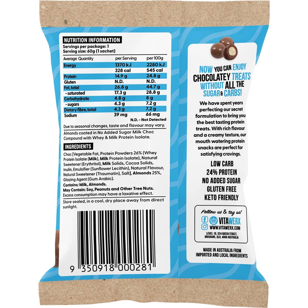 Vitawerx Milk Choc Coated Almonds 10x60g