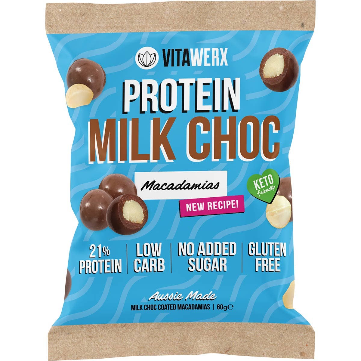 VITAWERX Protein Milk Chocolate Coated Macadamias 10x60g