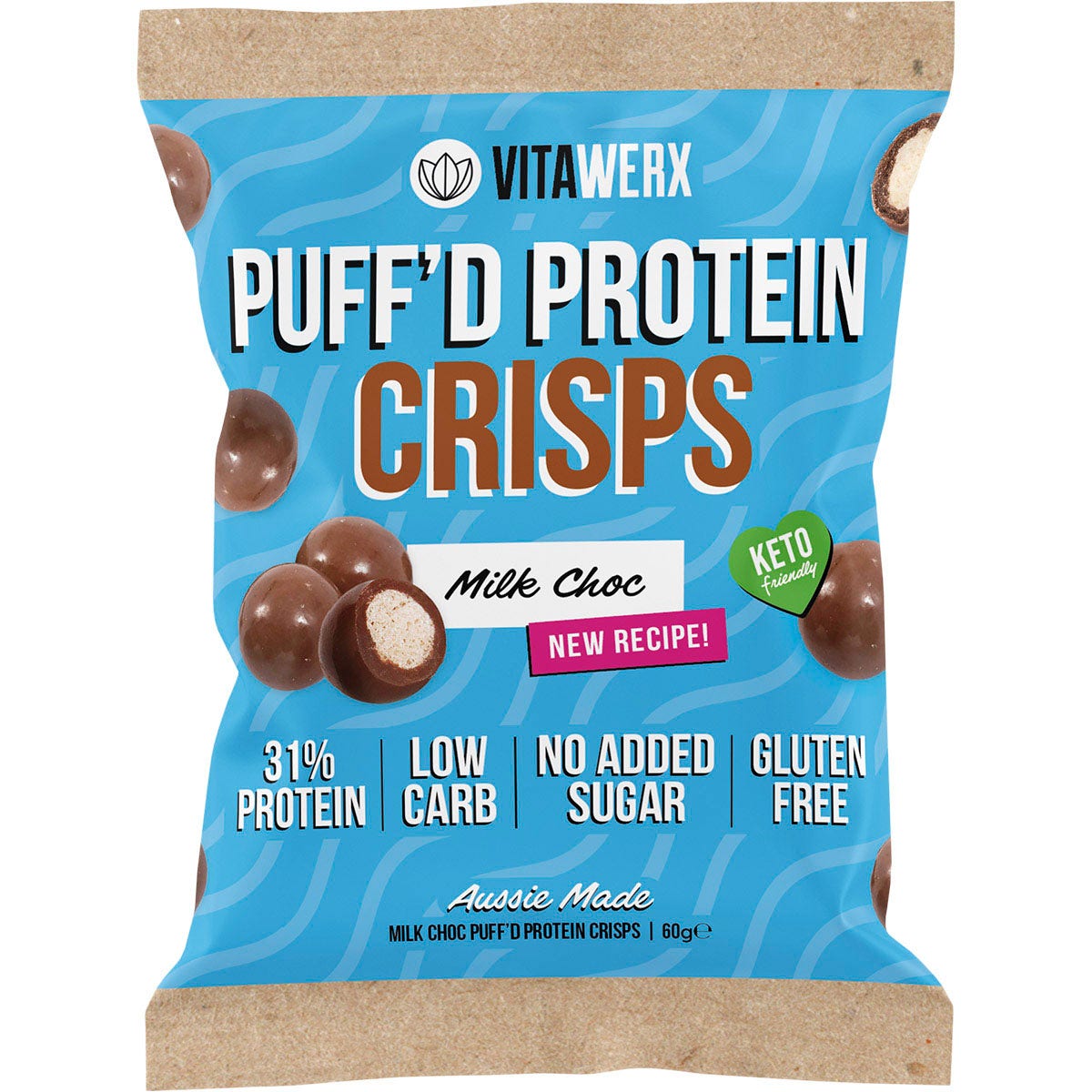 VITAWERX Puff'd Protein Crisps Milk Choc 10x60g