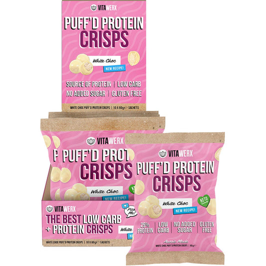 VITAWERX Puff'd Protein Crisps White Choc 10x60g
