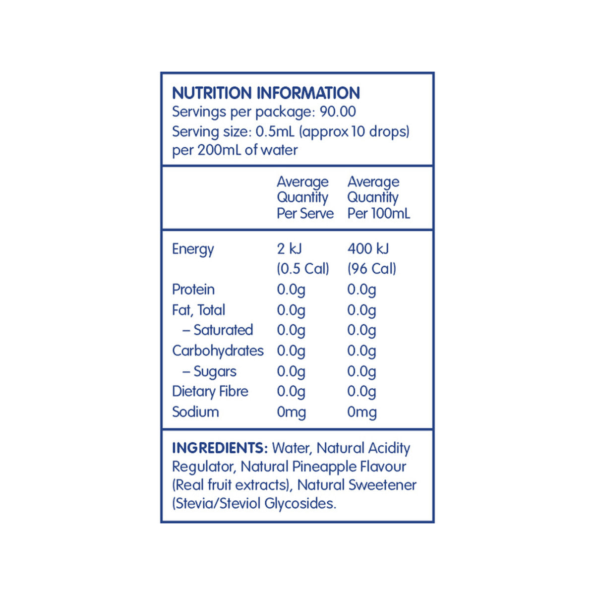 Vital Zing Water Drops (Flavour Enhancer with Stevia) Pineapple 45ml