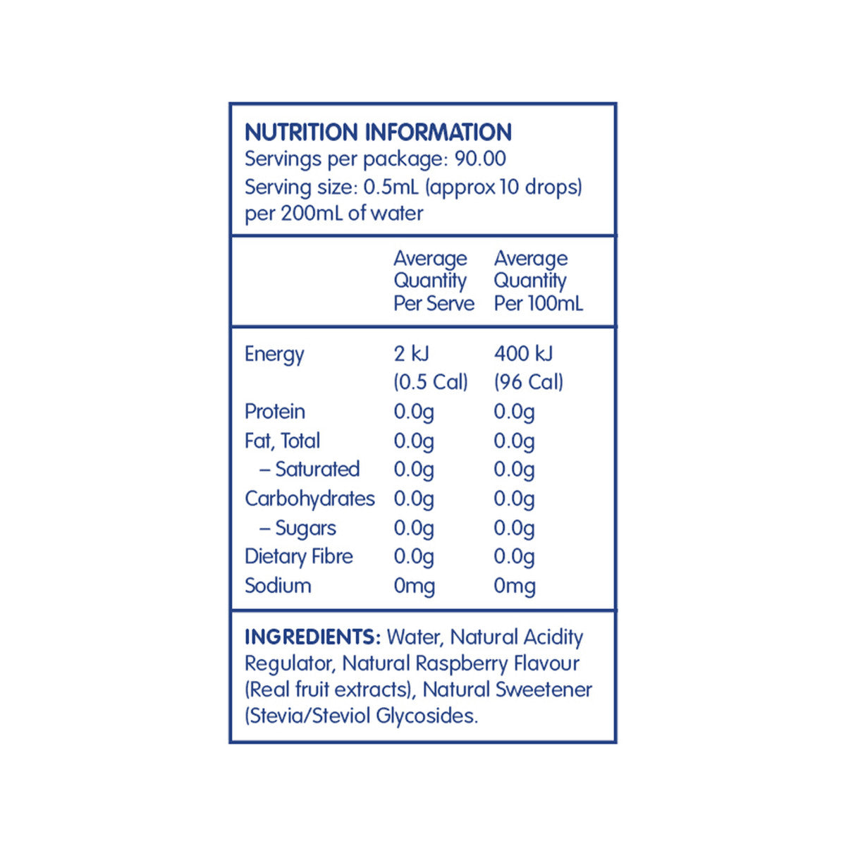 Vital Zing Water Drops (Flavour Enhancer with Stevia) Raspberry 45ml