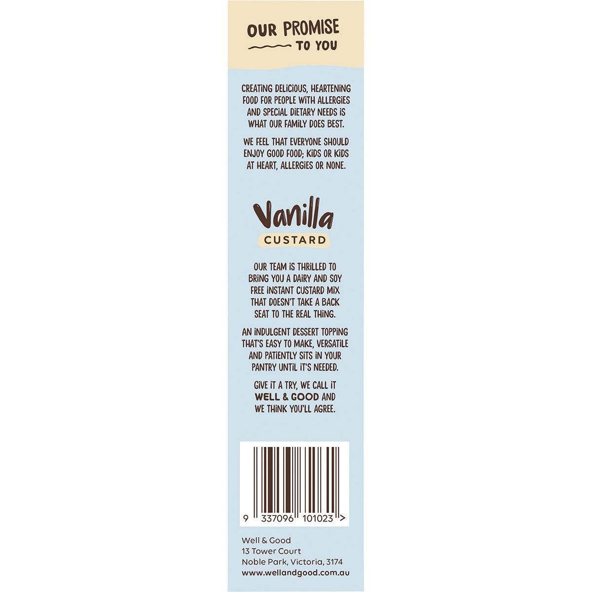 Well & Good Plant Based Vanilla Custard Powder 250g