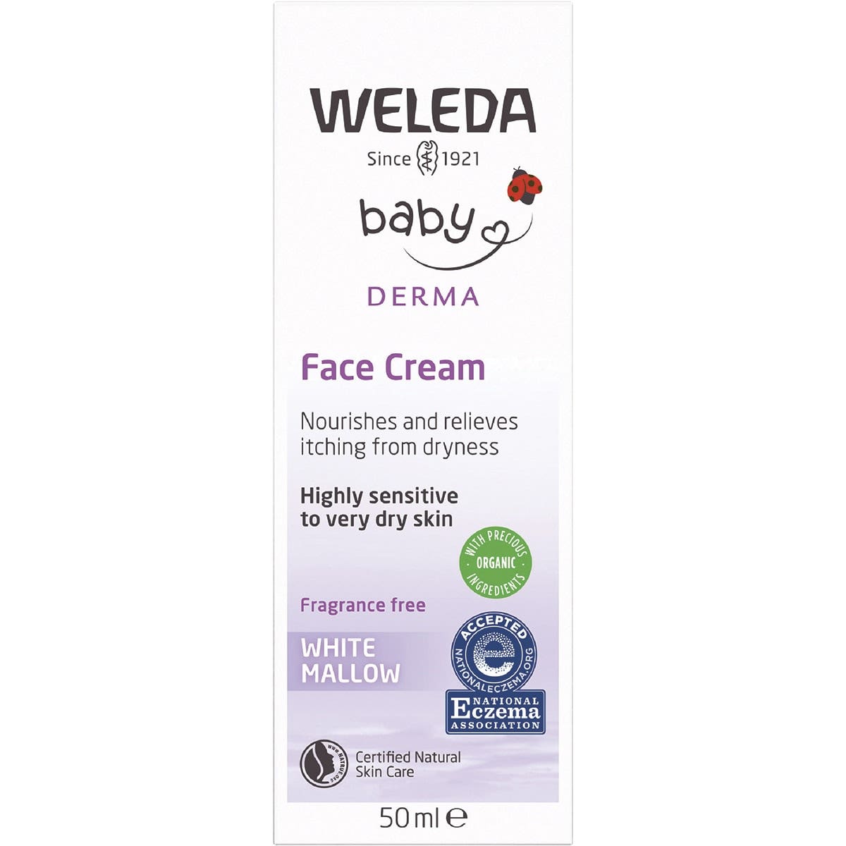 WELEDA White Mallow Face Cream Baby Derma - Fragrance Free - 50ml