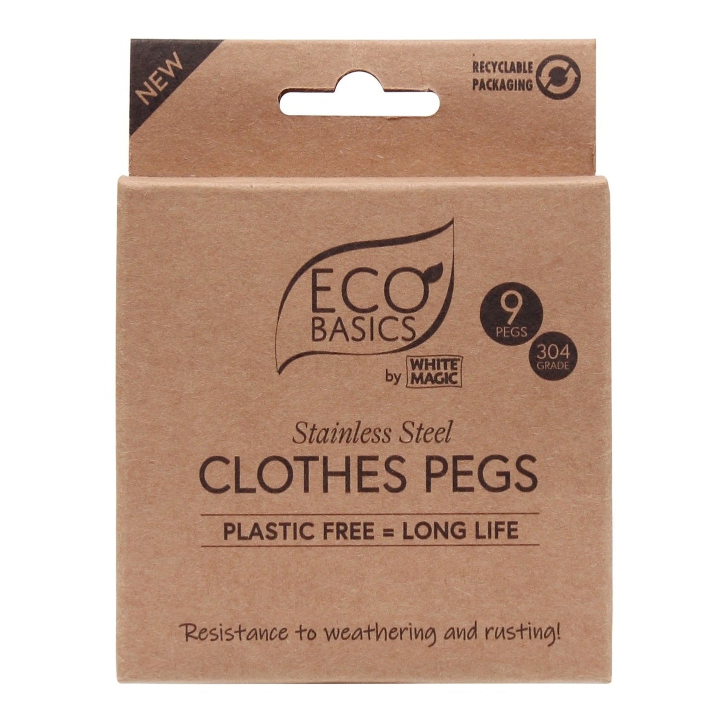 White Magic Eco Basics Clothes Pegs 9Pk