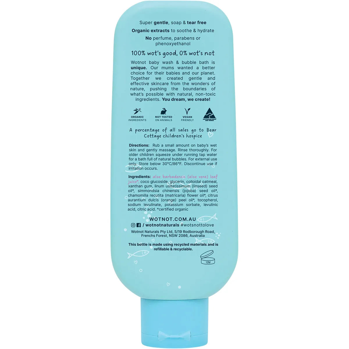 WOTNOT Baby Wash & Bubble Bath Suitable For Sensitive Skin 250ml
