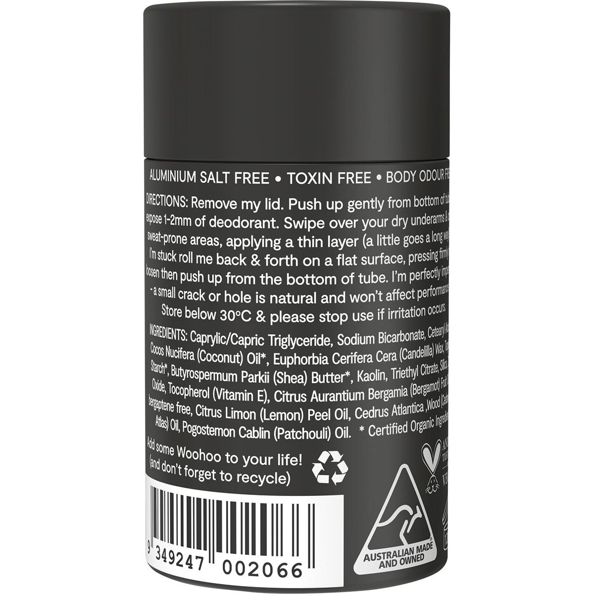 WOOHOO BODY Deodorant & Anti-Chafe Stick Tux - Extra Strength 60g