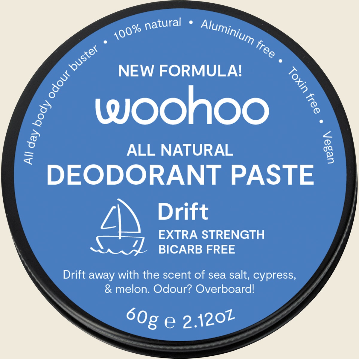 Woohoo Body Deodorant Paste Tin Drift Extra Strength 60g