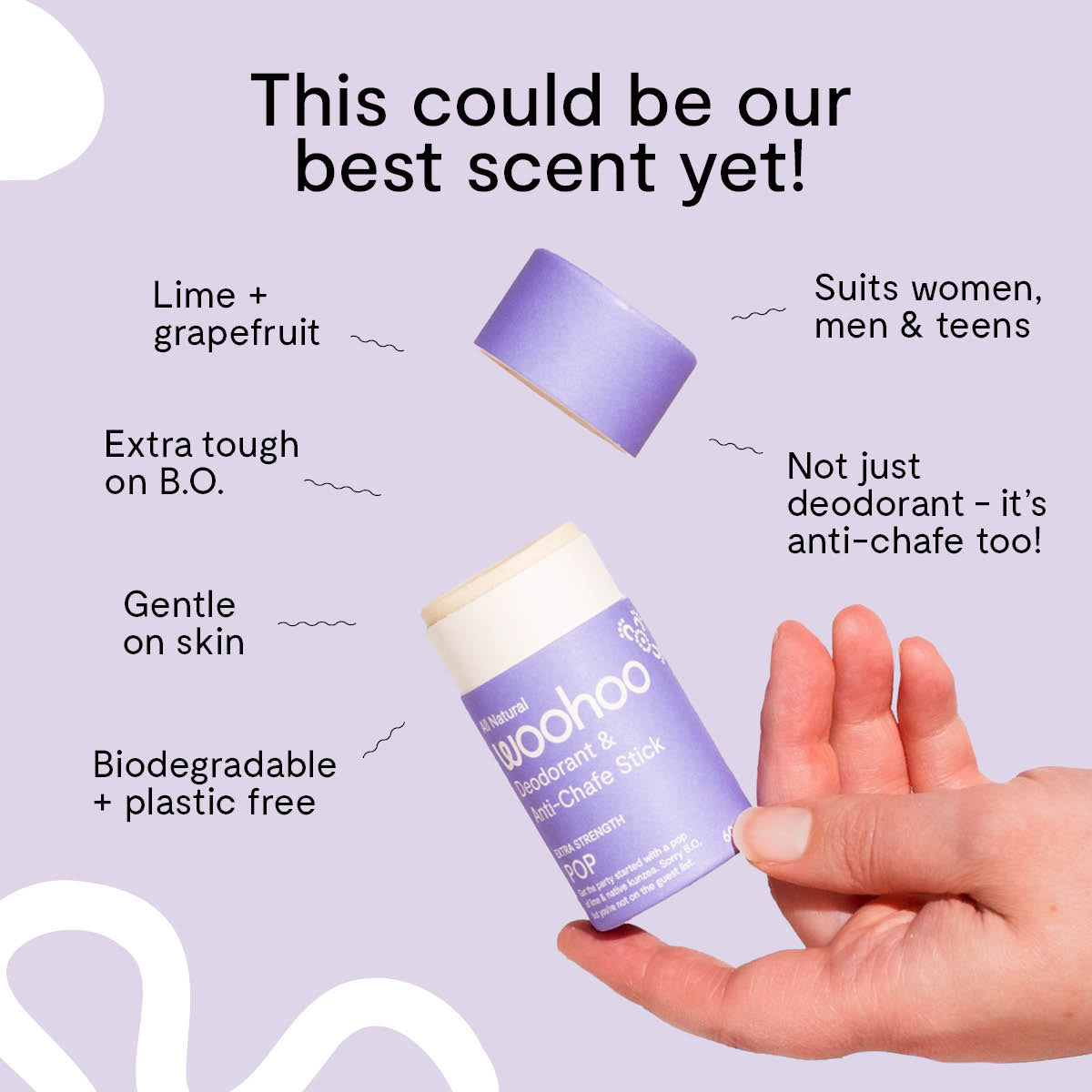 WOOHOO BODY Deodorant Stick Pop Extra Strength 60g