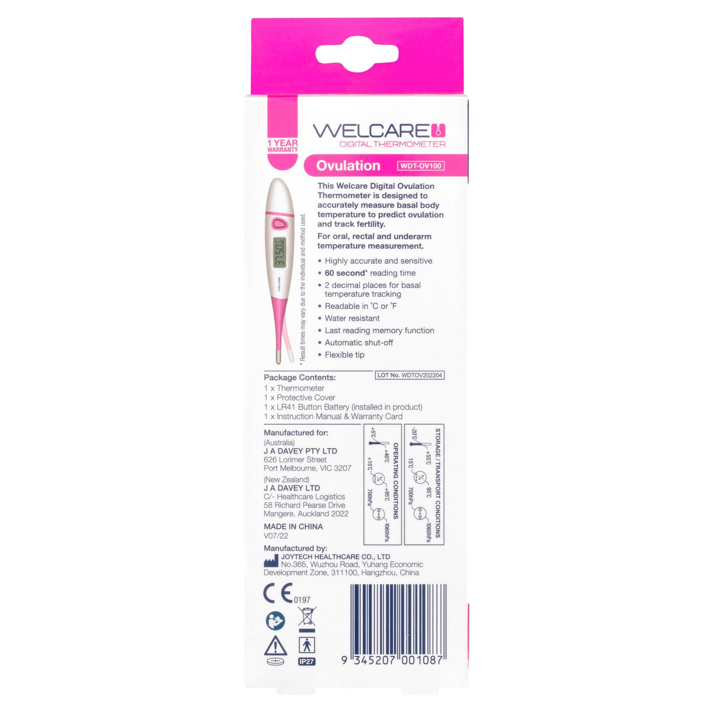 Welcare Wdt-ov100 Digital Ovulation Thermometer