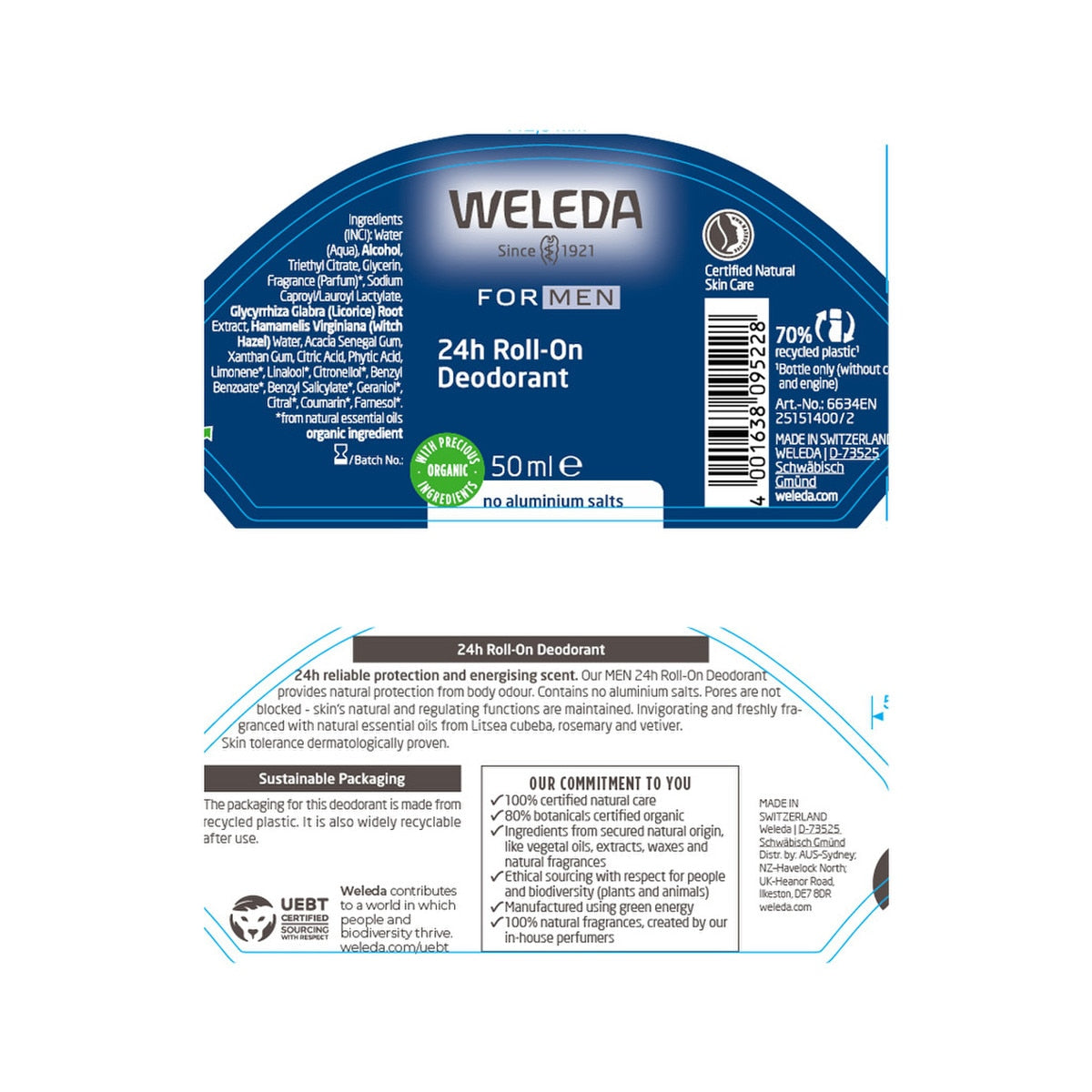 WELEDA 24hr Roll-On Deodorant Men 50ml