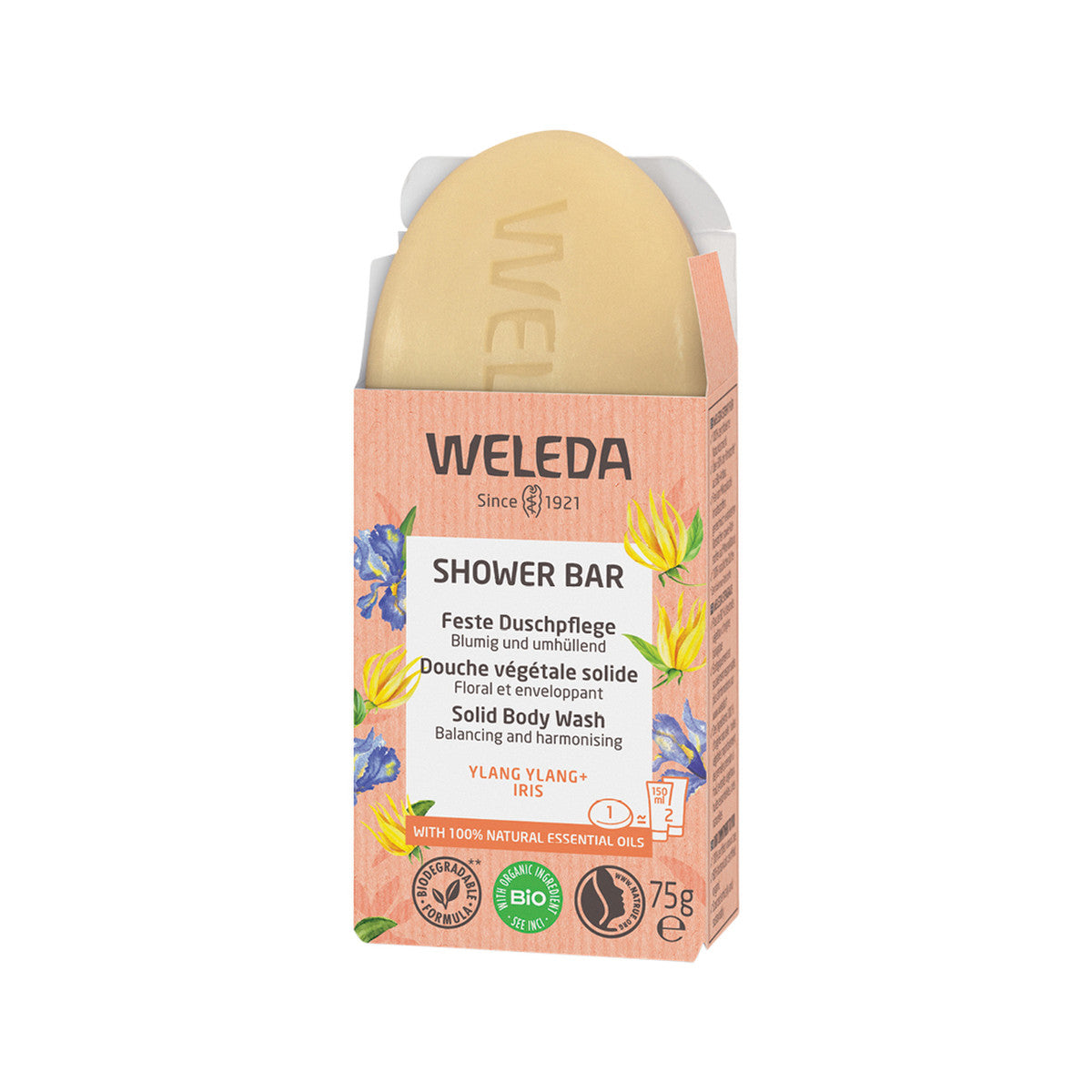Weleda Organic Shower Bar (Solid Body Wash) Ylang Ylang + Iris 75g