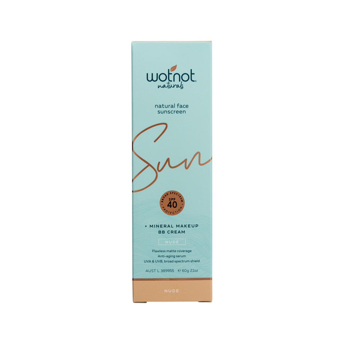 Wotnot Naturals Natural Face Sunscreen SPF 40 + Mineral MakeUp BB Cream Nude 60g