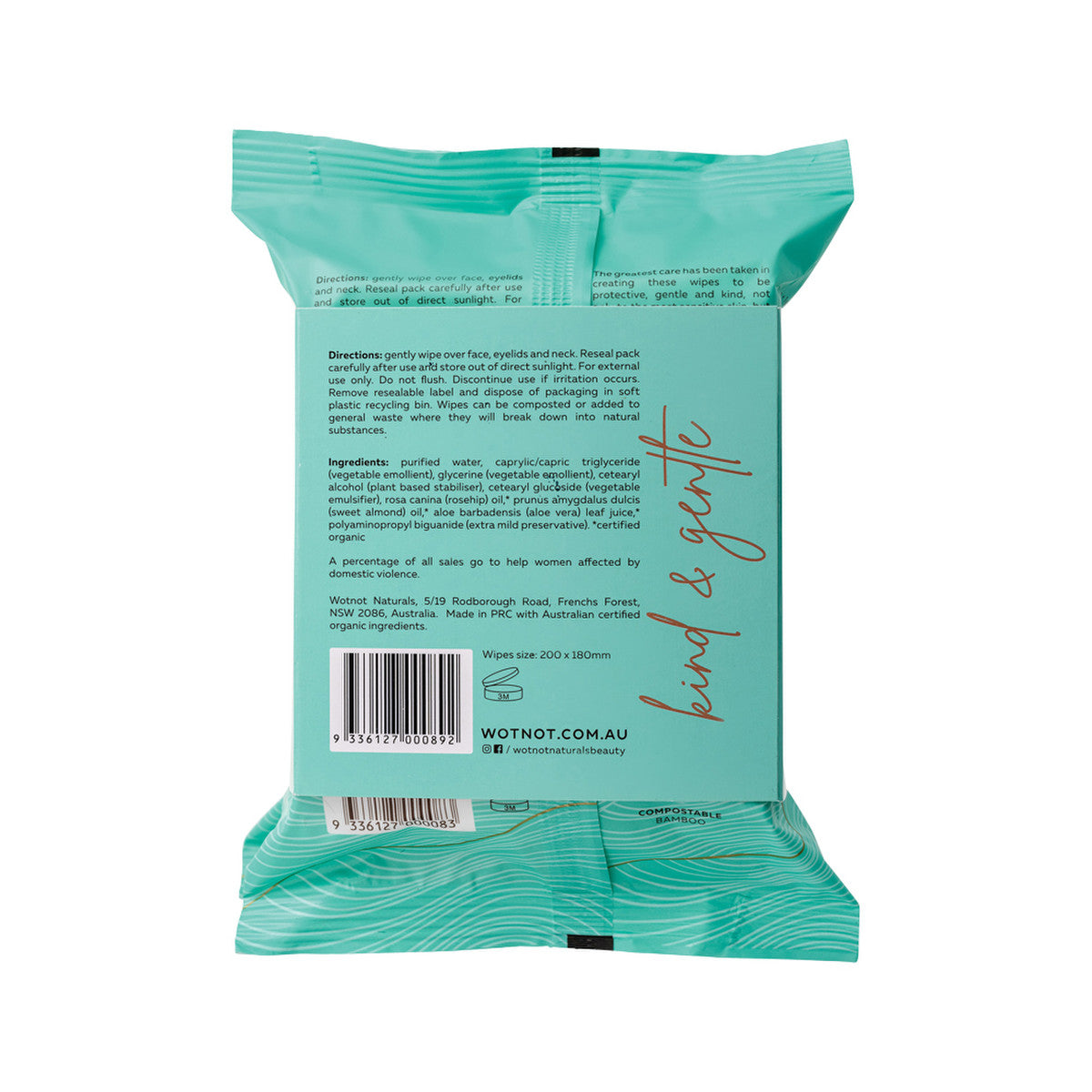 Wotnot Naturals All Natural Face Wipes Sensitive x 25 Pack Twin Pack