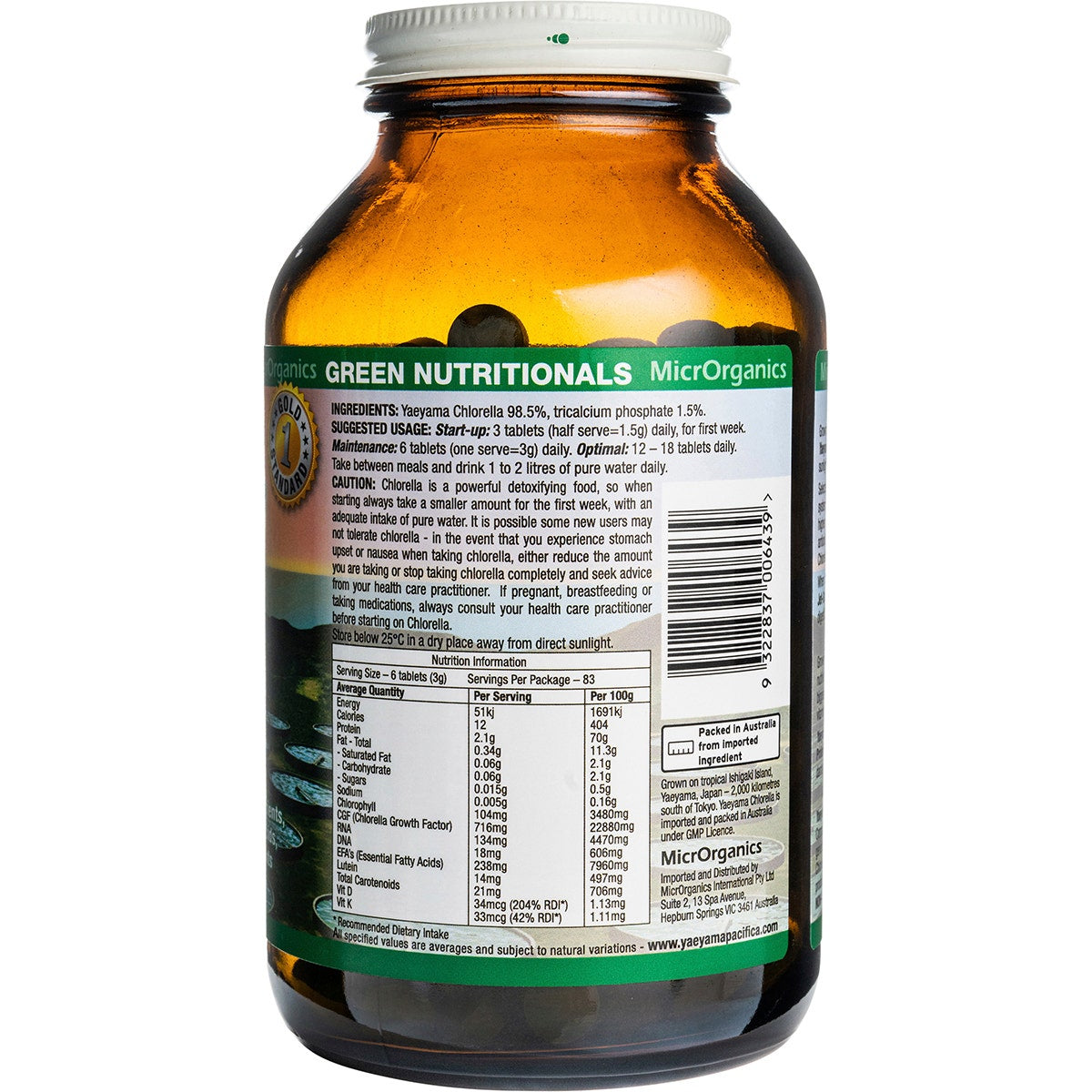 GREEN NUTRITIONALS Yaeyama Pacifica Chlorella Tablets (500mg) 500